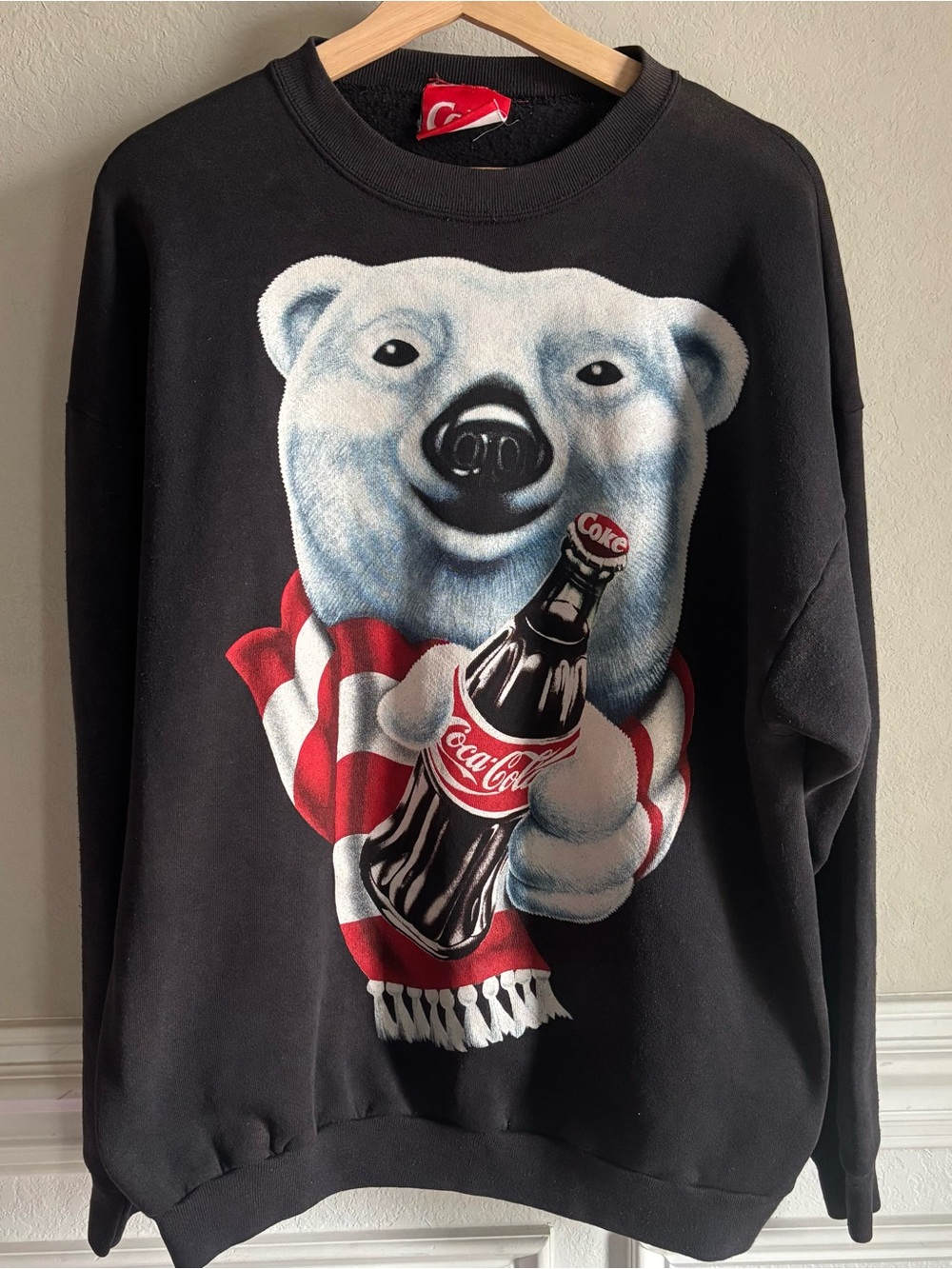 Vintage Coca Cola Black Polar Bear Graphic Sweatshirt